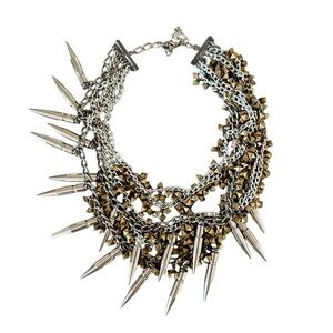 RARE Assad Mounser Gold and Silver Spike (Bullet) Bold Statement Necklace